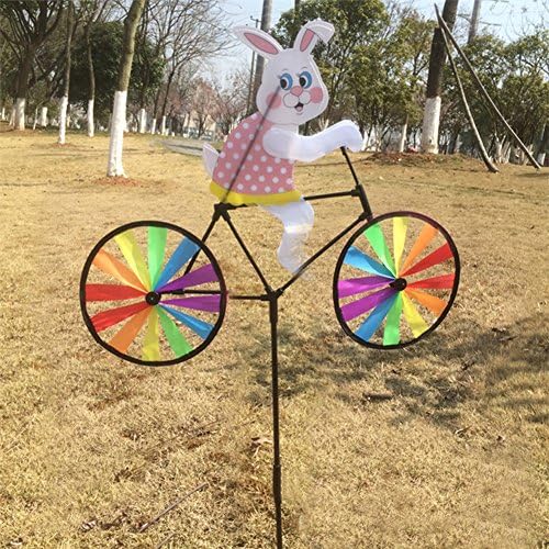 Haorw Cute 3D Animal on Bike Windmill Whirligig Garden Lawn Yard Decor Wind Spinner (3)