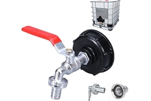 Robinet Cuve 1000L Avec Adaptateur Tuyau Arrosage, S60X6 IBC Raccord Robinet de Jardin pour Recuperateur Eau de Pluie (Adaptateur en alliage 1/2")