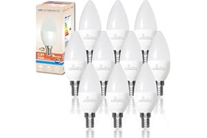 LED ATOMANT Pack 10x Bombilla LED E14 Vela C37 9W, Color Blanco Frio, 950 Lumenes, Casquillo fino, Equivalente a 80W tradicional