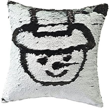 Double Color Sequins Covers Mermaid Beads Sofa Cushion Pillow Cases 16 X 16"(40x40cm) Black and White