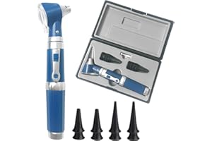 VEGOATY Otoscope Avec Lumière, Stéthoscope Auriculaire De Luminothérapie, Otoscope De Poche Avec étui En Plastique Rigide, Otoscope De Diagnostic, Adapté Aux Adultes, Médecins Et Animaux De Compagnie (Bleu)