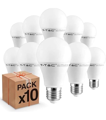 7 Lampadine LED V-Tac VT-2015 E27 15W – Luce Bianco Freddo 6400K, 1350 Lumen, Forma Goccia A65 + Sdoppiatore In Omaggio
