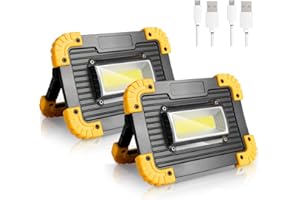 ‎GIMISGU Gimisgu Led Baustrahler Akku 30W 2 Stück Led Arbeitsleuchte Akku Baustrahler Tragbares Wiederaufladbare Led Strahler Akku mit 3 Lichtmodi Akku Lampe 2400mAh Powerbank,USB Aufladbar