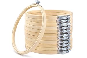 Caydo 12 Stück 15 cm Stickrahmen Holz Bulk Bambus Kreis Kreuzstich Reifen Runde Ring für Weihnachtsdekoration