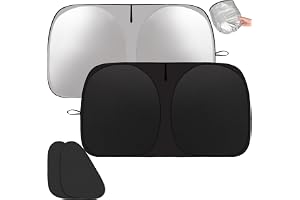 Car Windshield Sun shade 145×80cm with Side Window Shade | UV & Heat Protection Front Car SunShade, Universal Fit for SUV, Sedan & Truck, Foldable Windshield Cover with Storage Bag