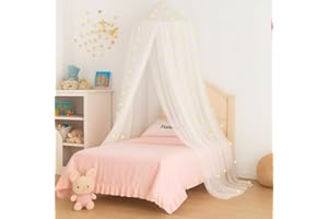 Vicloon Ciel de Lit pour Maison, Moustiquaire Ronde Rideau Baldaquin Dôme Princesse Tente de Lit, 250 * 900 * 60cm, pour décoration de Chambre de Fille ou Fête sur Le Thème des Fées, Blanc