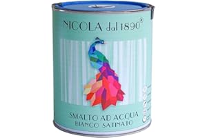 NICOLA VERNICI Smalto Acrilico a Base di Acqua, Per Interni ed Esterni, Made in Italy, Bianco Satinato - Formato 1 lt
