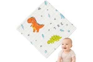 BABYZOCO Toalla Gasa para Bebe, Toallitas de algodón para bebé, Toallitas de Muselina para bebé, Muselinas Bebe Algodón, 6 Capas de absorción, 100% algodón, 25 x 25 cm, Diseño Estampado Dinosaurios