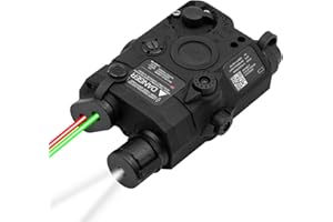 Zhongren Tactical PEQ-15 Battery Case Box Red & Green Sight + White LED Flashlight for Airsoft Paintball Hunting AEG GBB CQB (Black)