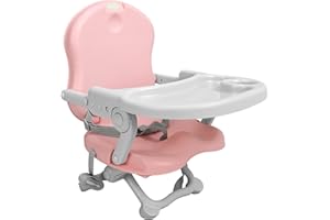 Todeco - Asiento Elevador para bebé, Silla portátil para alimentación de bebés - Alto: 38/42/46/50 cm - Material: PP - Rosado