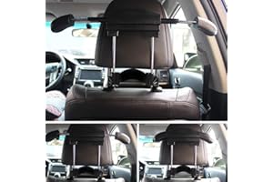 Jiakalamo Perchero ajustable para asiento de coche, reposacabezas de asiento de automóvil, soporte para ropa, chaquetas, trajes, respaldo de silla de asiento, colgador retráctil multifunción (negro)