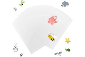 L&W Luck 20 Piezas Plastico Magico Kit, A4 Papel Plástico Termocontraíble Transparente Shrink Plastic Encogible Crazy Paper para llaveros creativos,DIY Crafts
