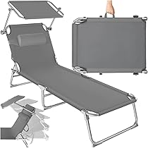 Tectake 2er Set Sonnenliegen - Klappbar, Mit Verstellbarem Dach & Kopfpolster, Für Garten & Camping