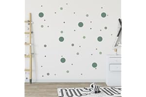 ‎HOMERY Wandtattoo Kinderzimmer Kreise Set 120 Stück für Babyzimmer Deko, Wandsticker Kinderzimmer Punkte - Aufkleber zur Kinderzimmer Deko in verschiedenen Farben (Mild Grün)
