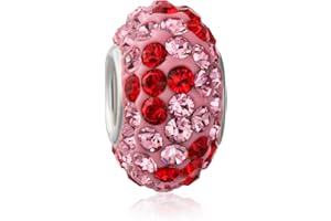 Bling Jewelry Floral Spring Flower Crystal Aqua Black white Pink Red Spacer Bead Core .925 Sterling Silver Fits European Charm Bracelet for Women Teen