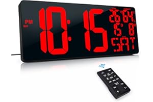 XREXS 18 Inch Extra Large Digital Wall Clock with Remote Control, LED Large Wall Clocks, Count Up/Down Timer, Auto-Dimming Alarm Clock with Day/Date/Temp/Humidity/DST for Living Room, Gym, Classroom