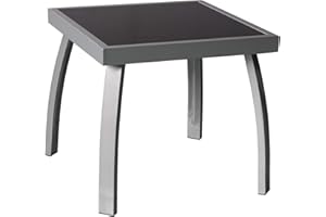 Jarder Garden Coffee Side Snack Table | Square | Aluminium & Tempered Glass | Patio Outdoor