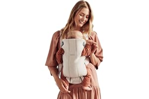 BabyBjörn Bärsele Mini, 3D jersey, Ljusbeige 021087 | Ergonomisk och Mjuk Bärsele för Nyfödda (0–12 månader), Enkel att Använda
