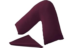 KANAK V Shaped Pillowcase Plain Polycotton Back & Neck Support V Pillow cover Orthopaedic/Pregnancy/Nursing Pillow Case Cover Only (Plum)