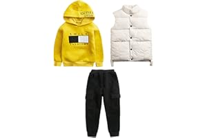 amropi Chándal Niños 3 Piezas Sudadera con Capucha y Cálido Chaleco y Pantalones Jogging Conjunto Ropa para 3-12 años