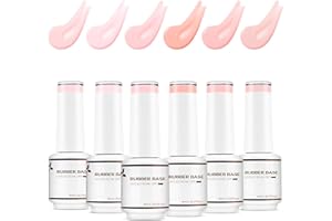 Nicedeco 4 in 1 Professionale Base Rubber Gel Kit Smalto Semipermanente Nudo per Unghie UV LED Soak Off Gel Set 37, 6X8ML