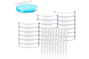 YINZZTRY Transparente Sterilisierte Petrischalen, 60MM Petrischale Kunststoff, Labor kulturschale, Für Kultivierung Und Beobachtung Von Mikroben, Mit 3ML Transferpipetten, 20 Stück