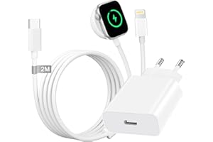 TEIONE 2 en 1 Câble Compatible avec Chargeur Apple Watch, 20W Chargeur iPhone Rapide et Cable Apple Watch USB C 2M Chargeur iWatch pour Apple Watch Series 9 8 7 6 5 4 3 2 SE Ultra,iPhone 14 13 12 11 Pro Max