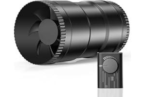 Hon&Guan 100 mm, 221 m³/h Ventilatore tubolare regolabile, ventilatore di scarico con spina regolatore di aggiornamento, per bagno, giardino d'inverno, serra, cantina, garage, cucina, nero