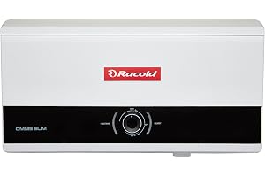 Racold Omnis Slim 15L Horizontal Energy Efficient Storage Water Heater (Geyser) With Free Standard Installation & Pipes Italian Design Shower Ready Indicator Suitable For High Rise Buildings