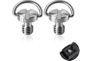 EUYKQNOI 2 Vis 1/4" en Acier Inoxydable avec Anneau D pour Trépied, Monopode et Plaque Rapide, Compatible Appareil Photo DSLR, Kodak, SmallRig, Manfrotto – Vis de Montage Caméra Professionnelle