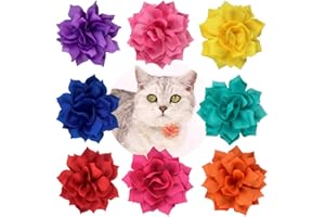 BIPY 8PCS Dog Collar Flowers and Bows Puppies Cats Adjustable Collar Charms Accessories Slides Grooming Attachment for Pet Doggy Kitten Rabbits Birthday Wedding Festival Costume