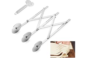 AMROICUS Rotella tagliapasta a 3 ruote, tagliapasta in acciaio inox, tagliapasta espandibile, tagliapasta per ravioli con più ruote, tagliapasta regolabile, coltello da pasticceria per la cottura al forno