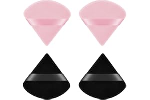 Ainiv Lot de 4 houppettes triangulaires réutilisables à double usage - Lavables et sèches - Pour poudre libre, fond de teint, crème, blush humide ou poudre pressée