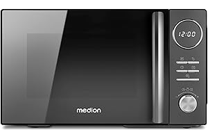 MEDION 3 in 1 Mikrowelle mit Grill und Heißluft Funktion (23 Liter, 900 Watt, 1.000 Watt Grill, 1.680 Watt Heißluft, 10 Automatikprogramme, Auftaufunktion, Display, MD11493) schwarz
