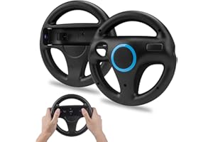‎TECHKEN TechKen 2 STK Racing Lenkrad Wheel für Wii Fernbedienung Kompatibel mit Wii Kart,Racing Wheel für Wii Controller Kunststoff Game Lenkrad für Wii Racing Spiele