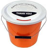 3 Charity Money Collection Buckets with Lids, Labels and Ties (5 Litres ...
