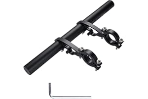 Yizhet Extensor de Manillar de Bicicleta,Extensor de Manillar para Bici Soporte Manillar Bicicleta Soporte de Extensión con Abrazaderas Dobles para,GPS,Soporte para Teléfono,Velocímetro(Aluminum 20cm)