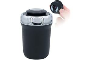 STOREBAO Auto Aschenbecher mit Feuerzeug und buntem Atemlicht, Drücken um den Deckel automatisch zu öffnen, Abnehmbarer Zigarettenanzünder mit LED Licht (Silber)