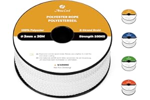 Abma Cord Lina Poliestrowa 3mm x 30m Linka Pleciona Sznurek na Szpuli - Biały