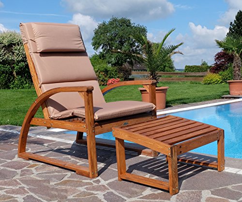 Deckchair extra large Sonnensessel BARBUDA aus Holz Lärche mit Sitzauflage und Kopfpolster extrem robust inkl. Fußauflage von AS-S