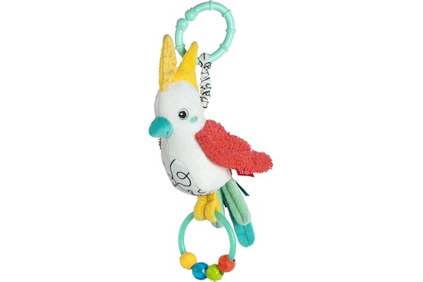 Fehn Jouets Bébé Oiseau - Jouet de motricité avec Anneau de Fixation - Animal de Jeu avec éléments de préhension - Jouet pour bébé à saisir - pour bébés et Jeunes Enfants de 3 Mois et Plus