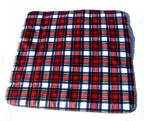 MEX-LINE Inkontinenz Stuhlauflage DESIGN: Karo rot, wasserdichte Sitzauflage/ Sitzkissen/ Nässeschutz, waschbar und wiederverwendbar, ca. 45 x 45 cm