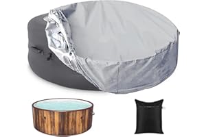 DFANCE Round Hot Tub Cover replacement winter Spa Cover insulated Waterproof Outdoor 210D Swimming Pool Cover Round UV Resistant Hot Tub Protector Weather Resistant for Harsh Weather,Gray,245x30cm