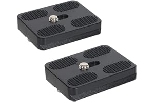 SHEEPPING Lot de 2 Plaque de Fixation Rapide 50mm Compatible avec Arca Swiss Standard, Plaque de Dégagement Rapide PU 50 pour Appareil Photo pour Benro/Kirk/Wimberley/Markins/Sirui Rotule de Trépied