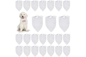 HACRAHO Blanko-Hundehalstücher, 24 Stück, weiß, Dreiecks-Lätzchen, Schal, DIY, Polyester, Hundehalstuch für kleine, mittelgroße und große Hunde