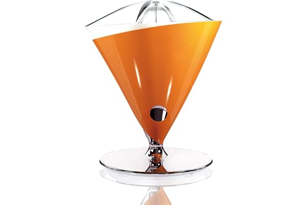 BUGATTI, Vita, Presse-Agrumes Électrique avec Carafe en Verre Trempé Soufflé Incluse, Capacité 0,6 Litre, Filtre en Acier Inoxydable, 80 W, Couleur Orange
