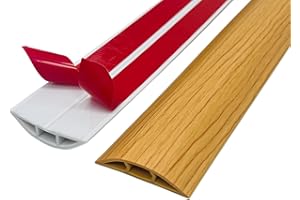 ZZLQIAN Floor Cord & Wire Cover,Self-Adhesive Flexible PVC Power Cable Channel,Cable Protector & Hider,Protect Cables & Prevent Trip Hazards,Ideal Extension Cord Cover for Office Home (Wood Grain A, 3M)