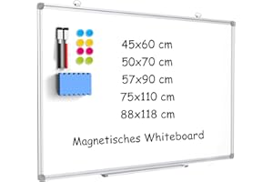 ‎DOLLAR BOSS DOLLAR BOSS Magnetisches Whiteboard, 45X60CM Magnettafel Magnetpinnwand mit 2 Whiteboard Stifte, 8 Magnete and 1 White Board Radiergummi, für Schule & Küche und Büro, aufhängen, keine Bohrung
