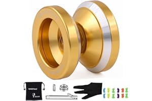 MAGICYOYO N8 Yoyos Pro Yoyo Responsivo e Unresponsivo Yo-yo per Bambini, Adolescenti e Adulti, Principianti a Avanzati, Yo Yo in Metallo con Ruota Libera+12 Corde per Yo-yos+Borsa+ Rimuovi, Dorato