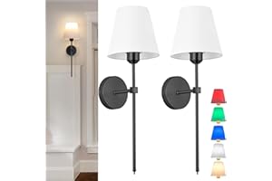 AIEHNID Battery Operated Gooseneck Wall Light Bend Pipe Wall Sconce Adjustable Angle Lighting Fixture，with Remote Dimmable LED Bulb for Farmhouse Interior Wall Decor (BK)